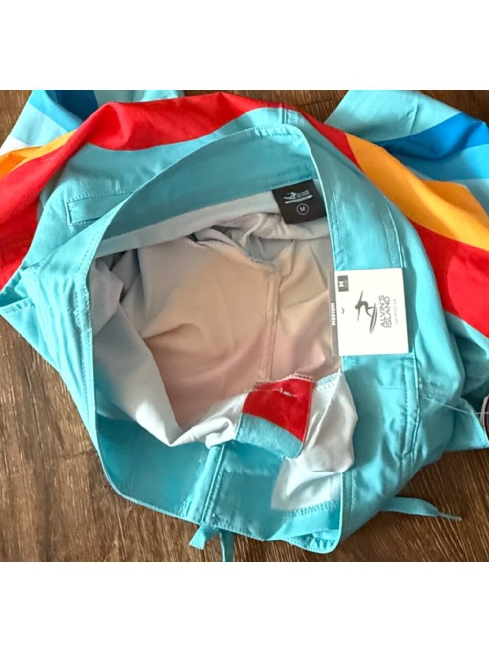 Alvin's Island Men's Rainbow Wave Board Shorts Swim Trunks Size M - Picture 6 of 6